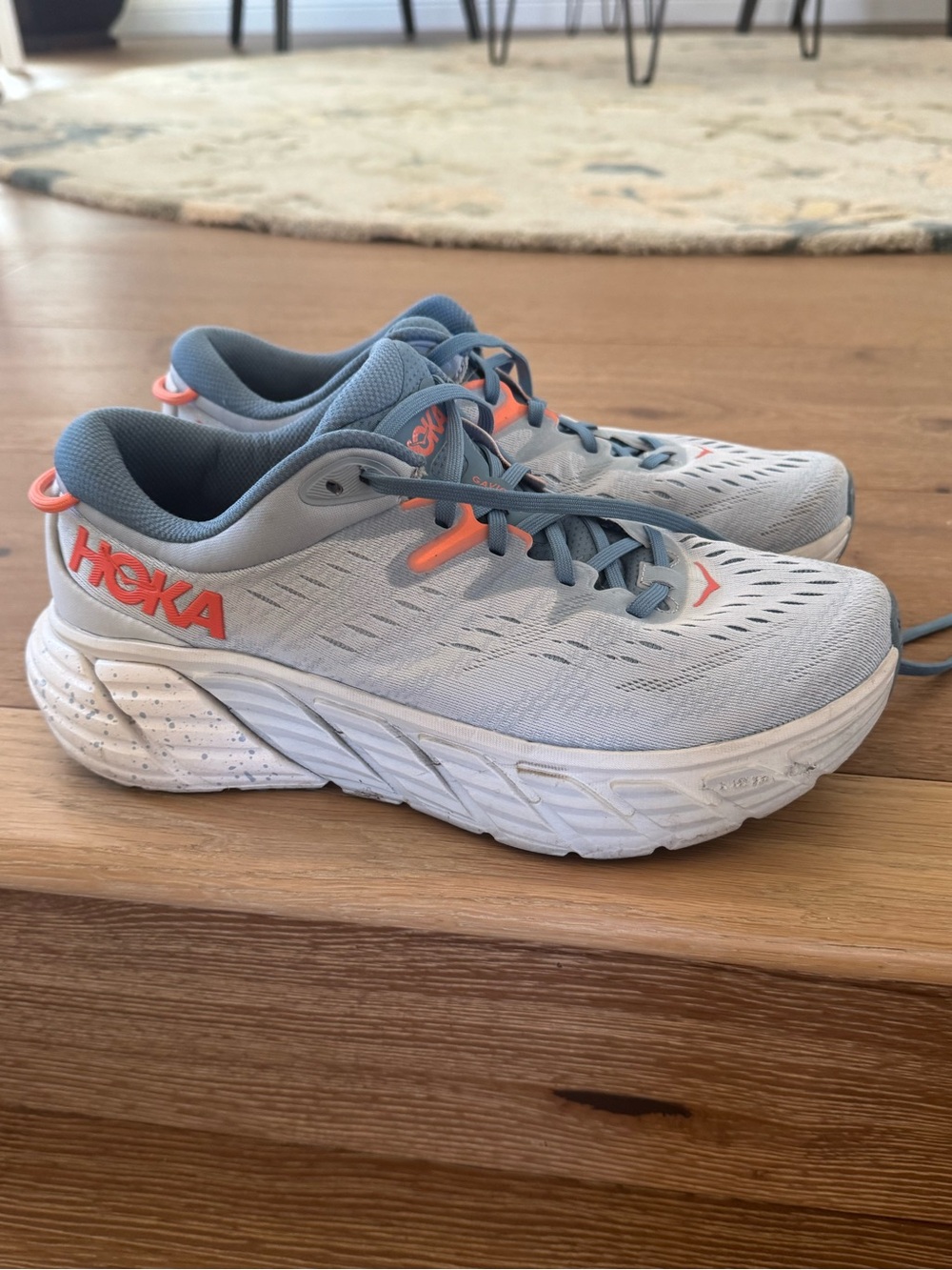 Hoka Women's Light Blue and Coral Running Sneakers - Picture 2 of 2